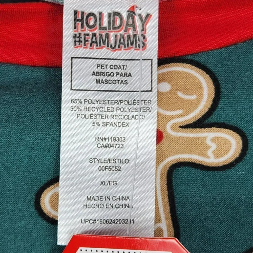 Holiday Fam Jam Pet Dog Pajama NWT Green Christmas XL famjam